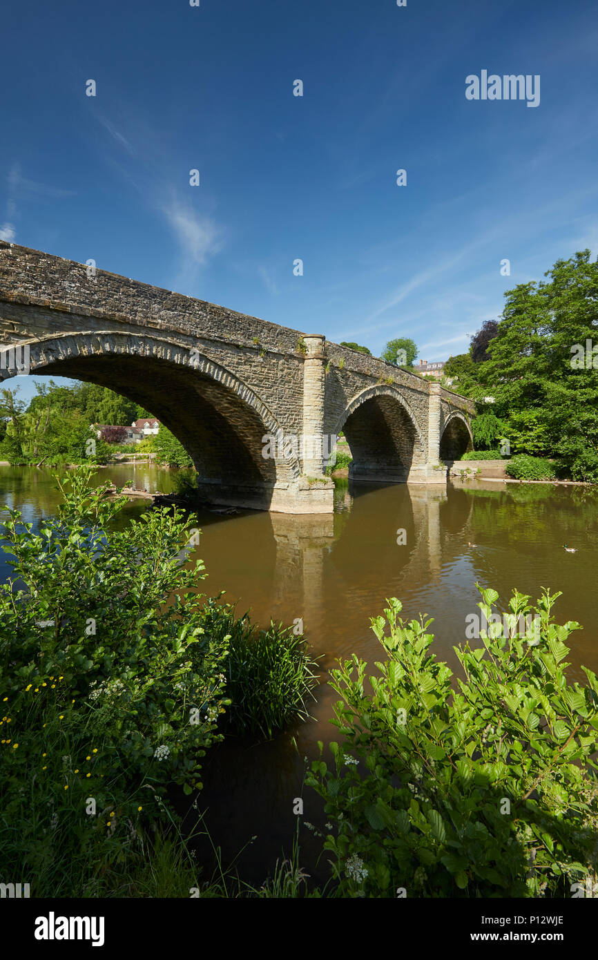 Dinham Brücke über den Fluss Haus Ludlow Shropshire West Midlands England Großbritannien Stockfoto