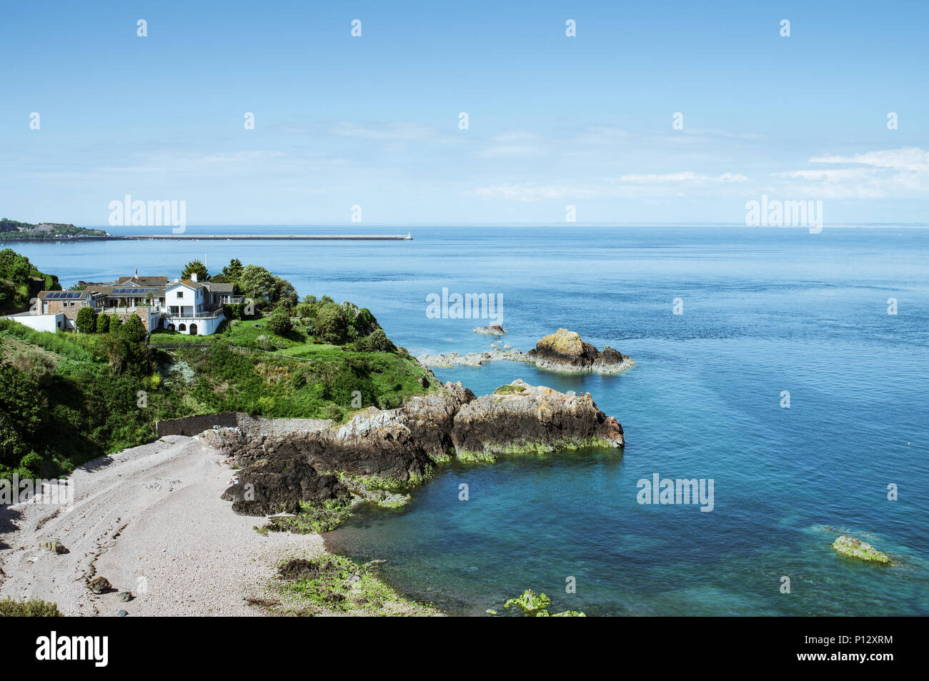 Malerische Mont Orgueil Castle - auch als Gorey Castle - in Jersey, Channel Islands bekannt Stockfoto