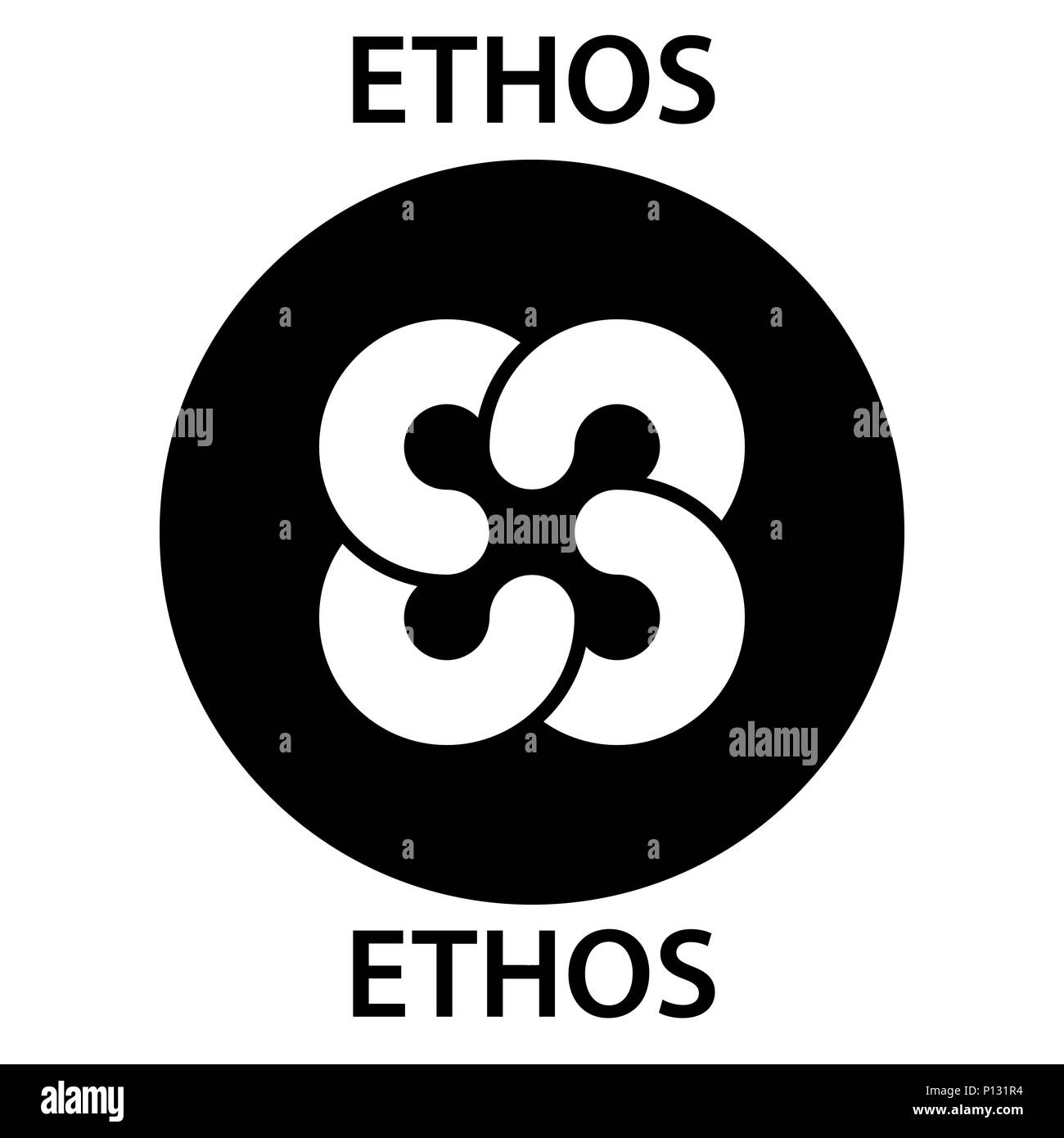 Ethos Münze cryptocurrency blockchain Symbol. Virtuelle elektronische, Internet Geld oder cryptocoin Symbol, Logo Stock Vektor