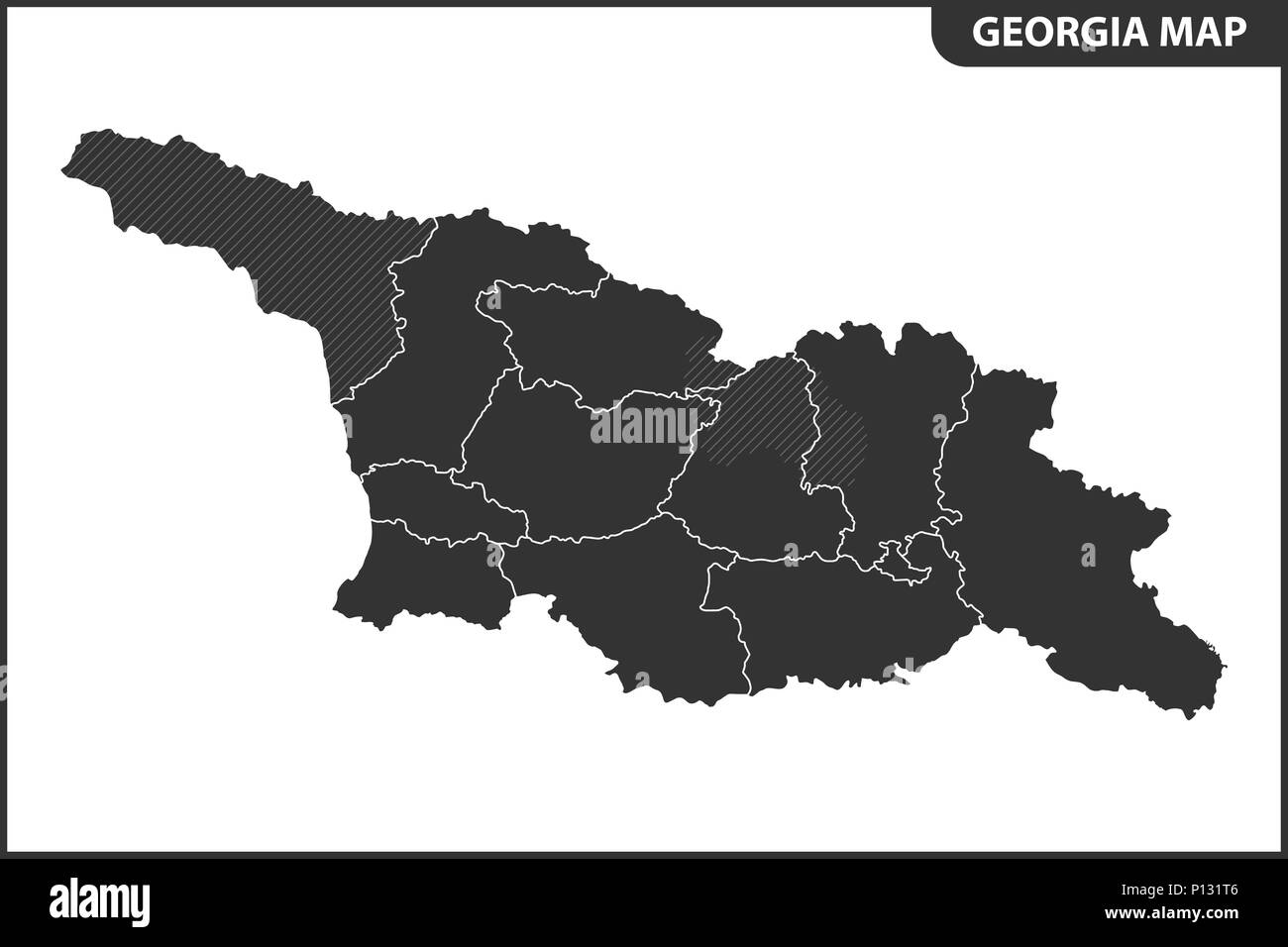 Die detaillierte Karte der Georgia mit Regionen oder Staaten. Verwaltungseinheit. Südossetien und Abchasien als umstrittenen Gebiet gekennzeichnet Stock Vektor