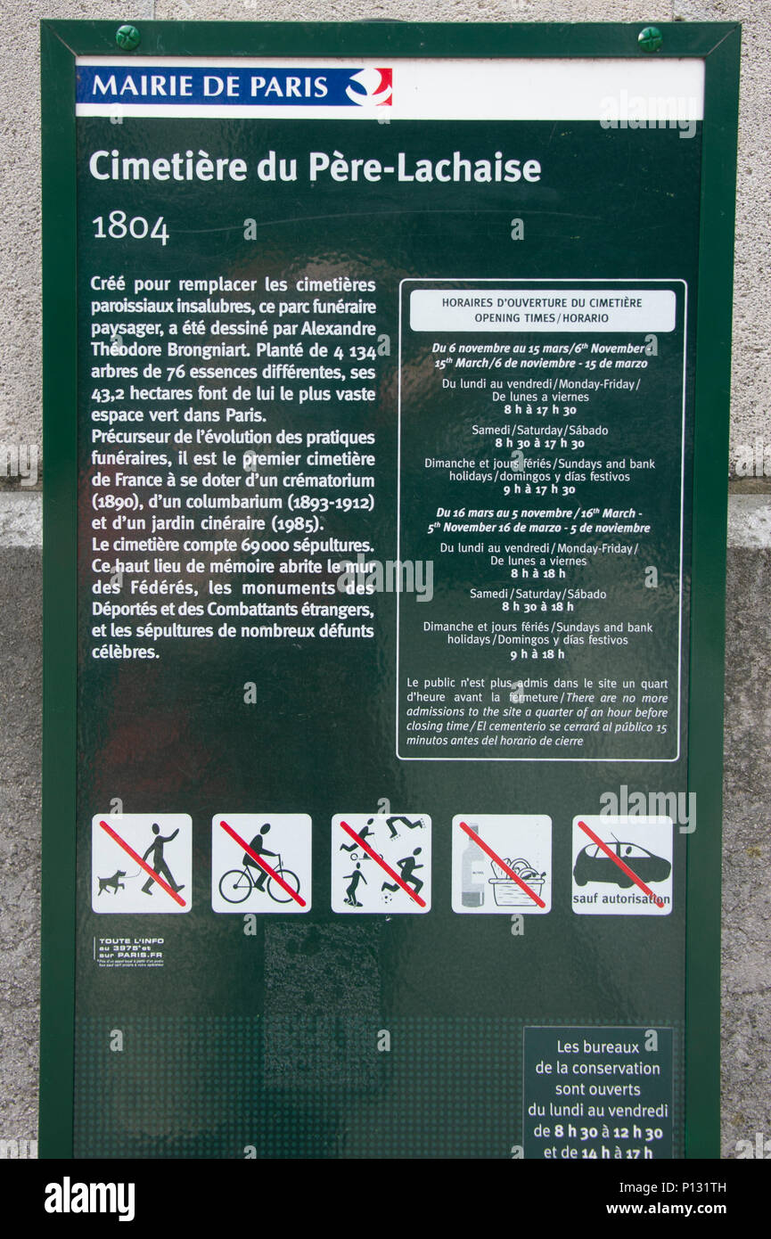 Friedhof Père Lachaise ist der größte Friedhof in der Stadt Paris Stockfoto