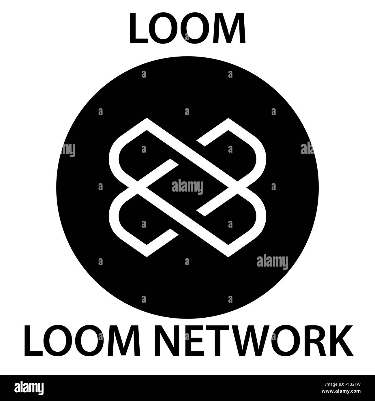 Loom Netzwerk Münze cryptocurrency blockchain Symbol. Virtuelle elektronische, Internet Geld oder cryptocoin Symbol, Logo Stock Vektor