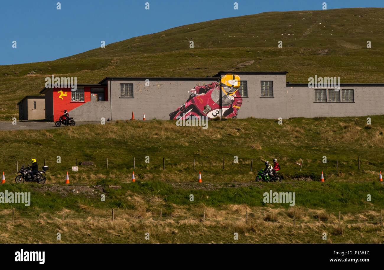 Wandbild von Joey Dunlop, der Bungalow, TT, Isle of Man, Großbritannien Stockfoto