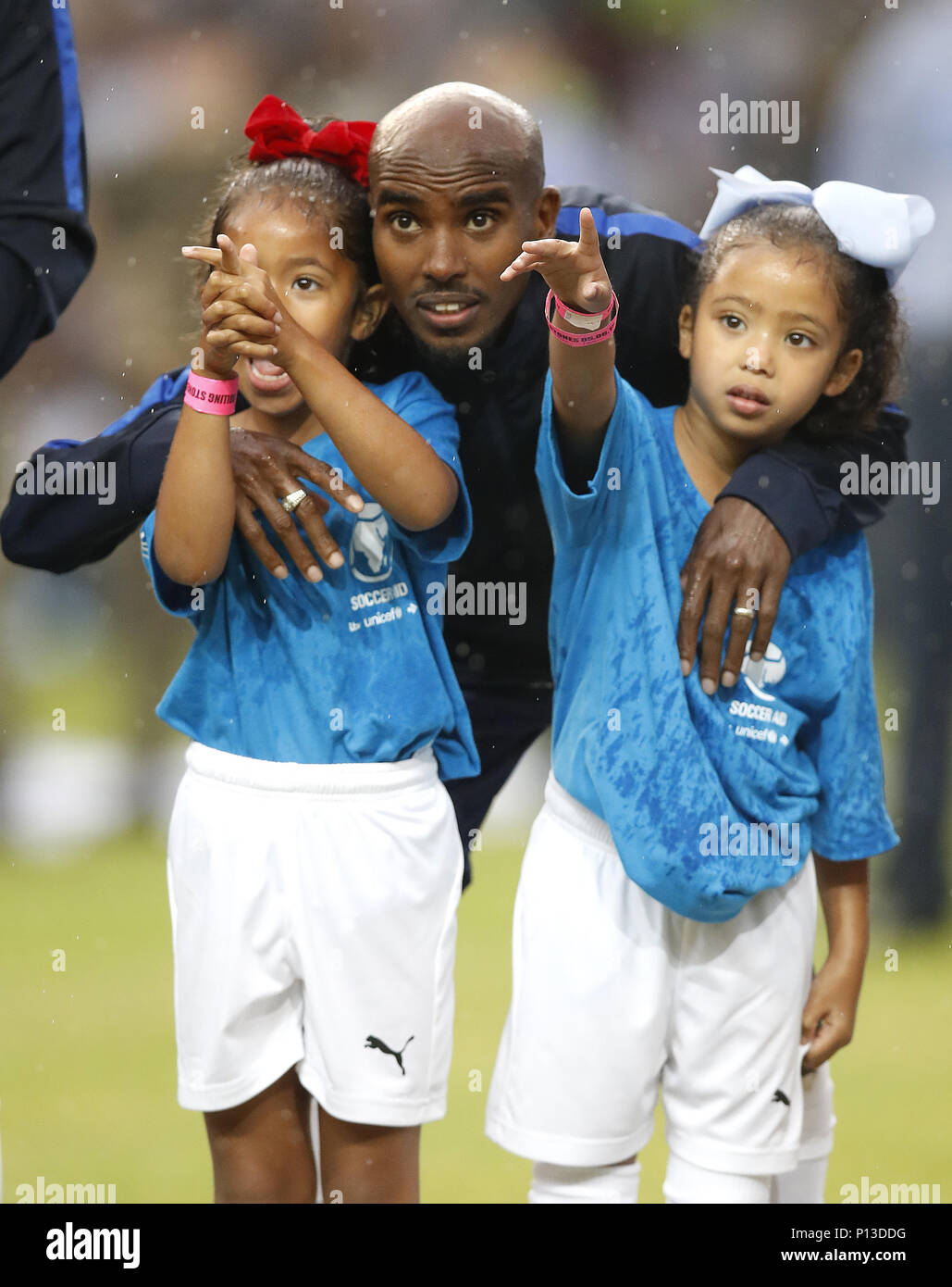 Der Engländer Sir Mo Farah während der UNICEF Fußball Hilfe Spiel im Old Trafford, Manchester. PRESS ASSOCIATION Foto. Bild Datum: Sonntag, den 10. Juni 2018. Siehe PA-Geschichte Fußball Hilfe. Foto: Martin Rickett/PA-Kabel. Stockfoto