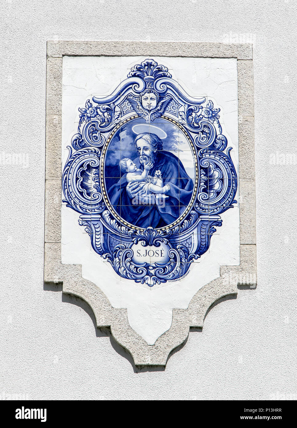 Traditionelle portugiesische Azulejo Kacheln, Saint Joseph, Lamego, Portugal. Stockfoto