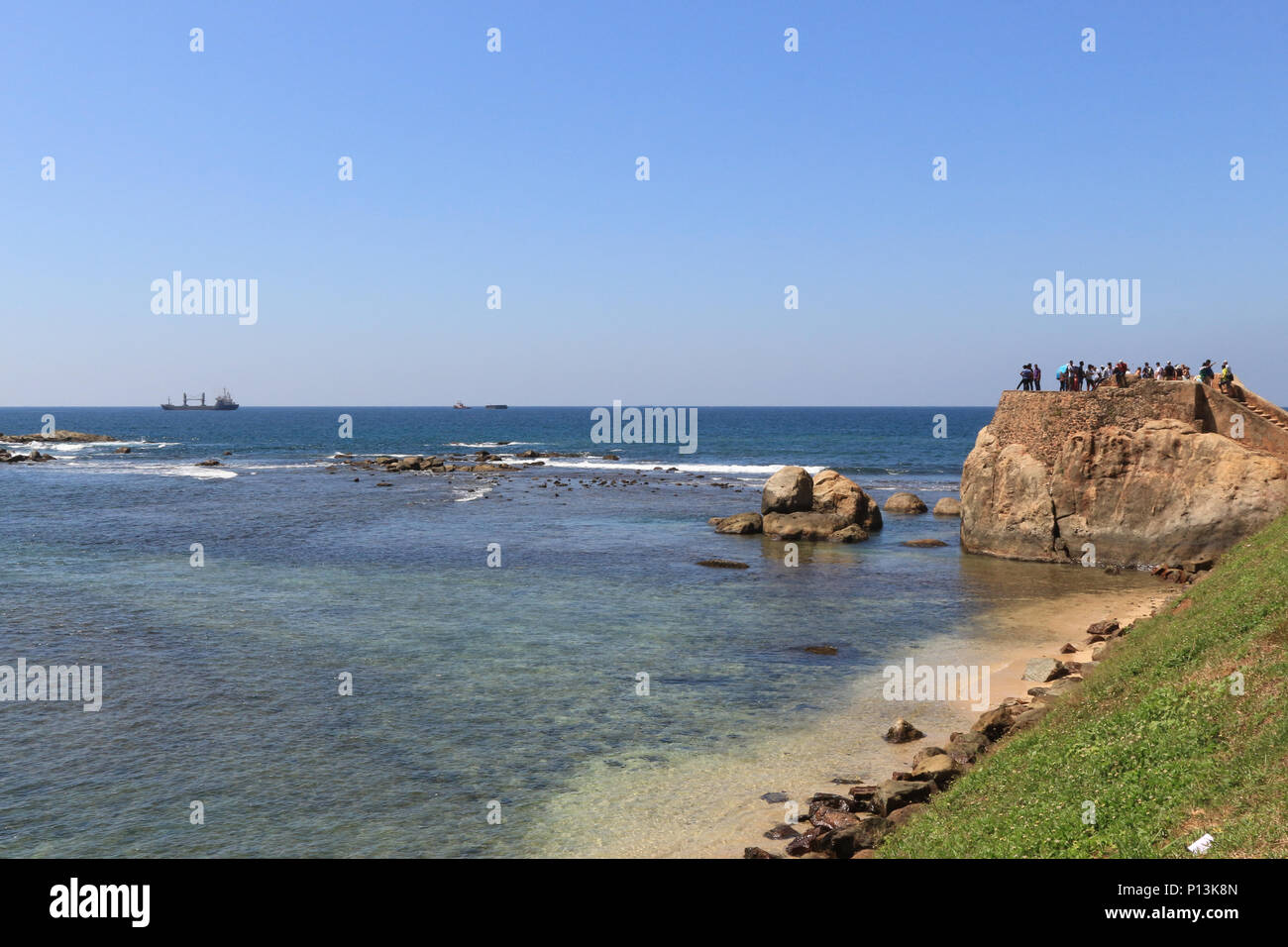Sri Lanka. Galle. Die Galle Fort. Die Bucht in der Nähe des Fort. Der Blick auf die Bucht von der Wand. Stockfoto
