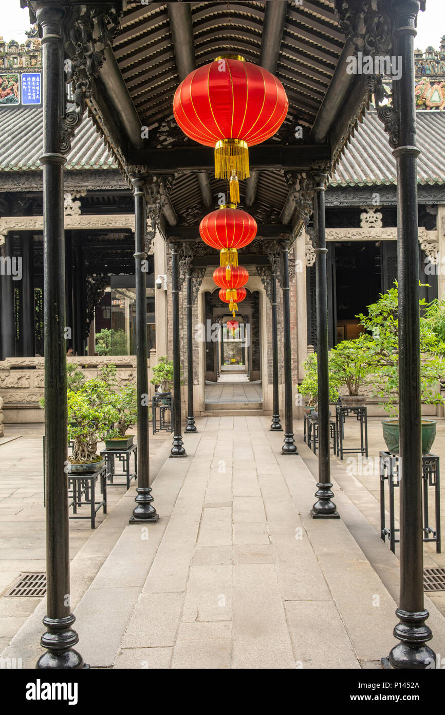 Veranda in Chen Clan Pausenhalle, Guangzhou, China Stockfoto