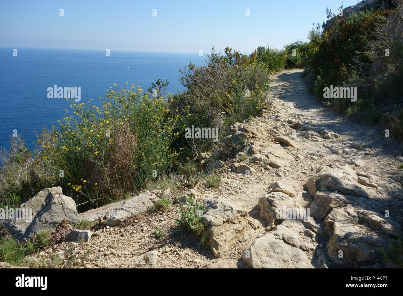 Blick von der Torre del Cap d'Or, Moraira, Alicante Stockfoto