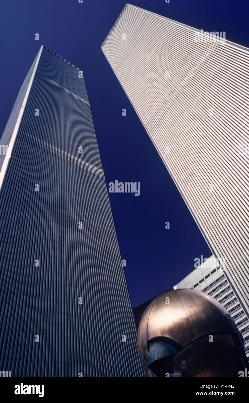 Die Twin Towers, World Trade Center, 1987, NYC, USA Stockfoto
