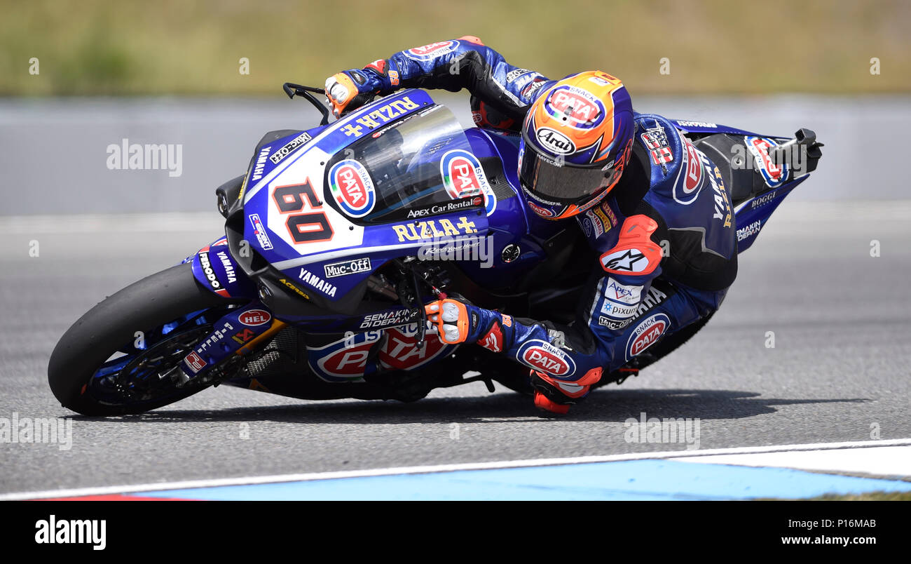 MICHAEL VAN DER MARK der Niederlande in Aktion während der zweiten Rennen der Superbike WM (Superstock 1000) in Brünn, Tschechische Republik, 10. Juni 2018. (CTK Photo/Vaclav Salek) Stockfoto