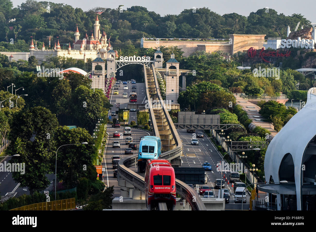 Singapur. 11. Juni 2018. Eine allgemeine Ansicht der Insel Sentosa in Singapur am 11. Juni 2018 Vor der Demokratischen Volksrepublik Korea-USA-Gipfel. Kim Jong Un und Donald Trump wird am 12. Juni für eine beispiellose Gipfel in Singapur treffen. Quelle: Chris Jung/Alamy leben Nachrichten Stockfoto