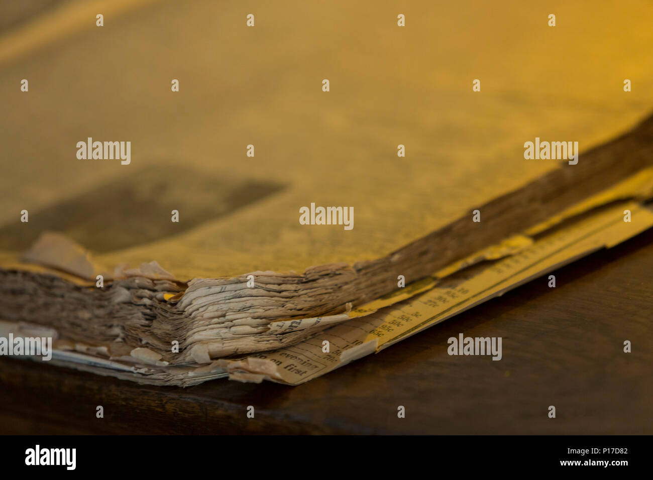 Altes Buch auf dem Tisch. Buffalo, Wyoming, USA Stockfoto