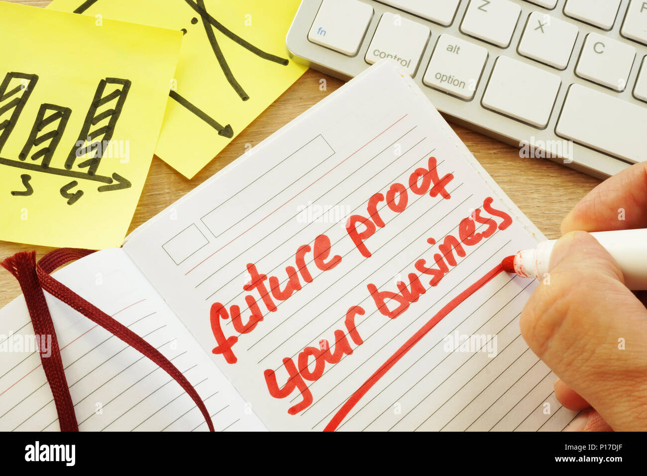 Hand ist das Schreiben der Zukunft Ihres Unternehmens. Stockfoto
