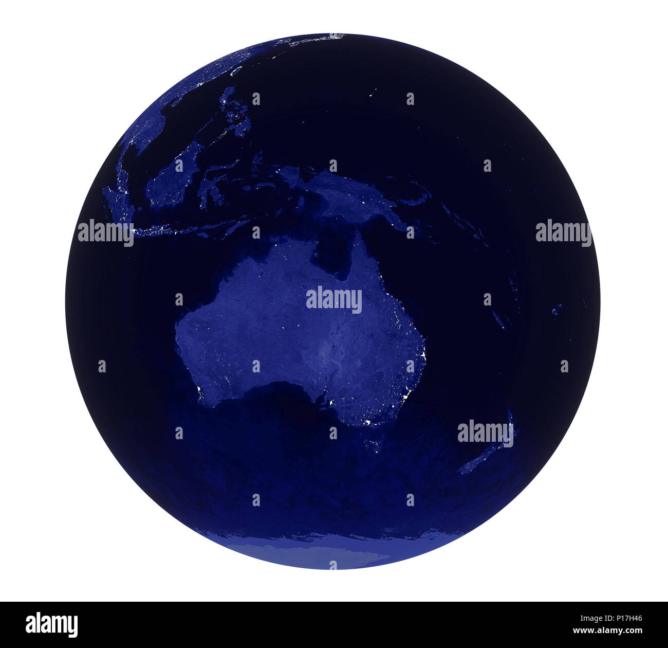 Planet Erde Nacht Licht Australien Anzeigen isoliert Stockfoto