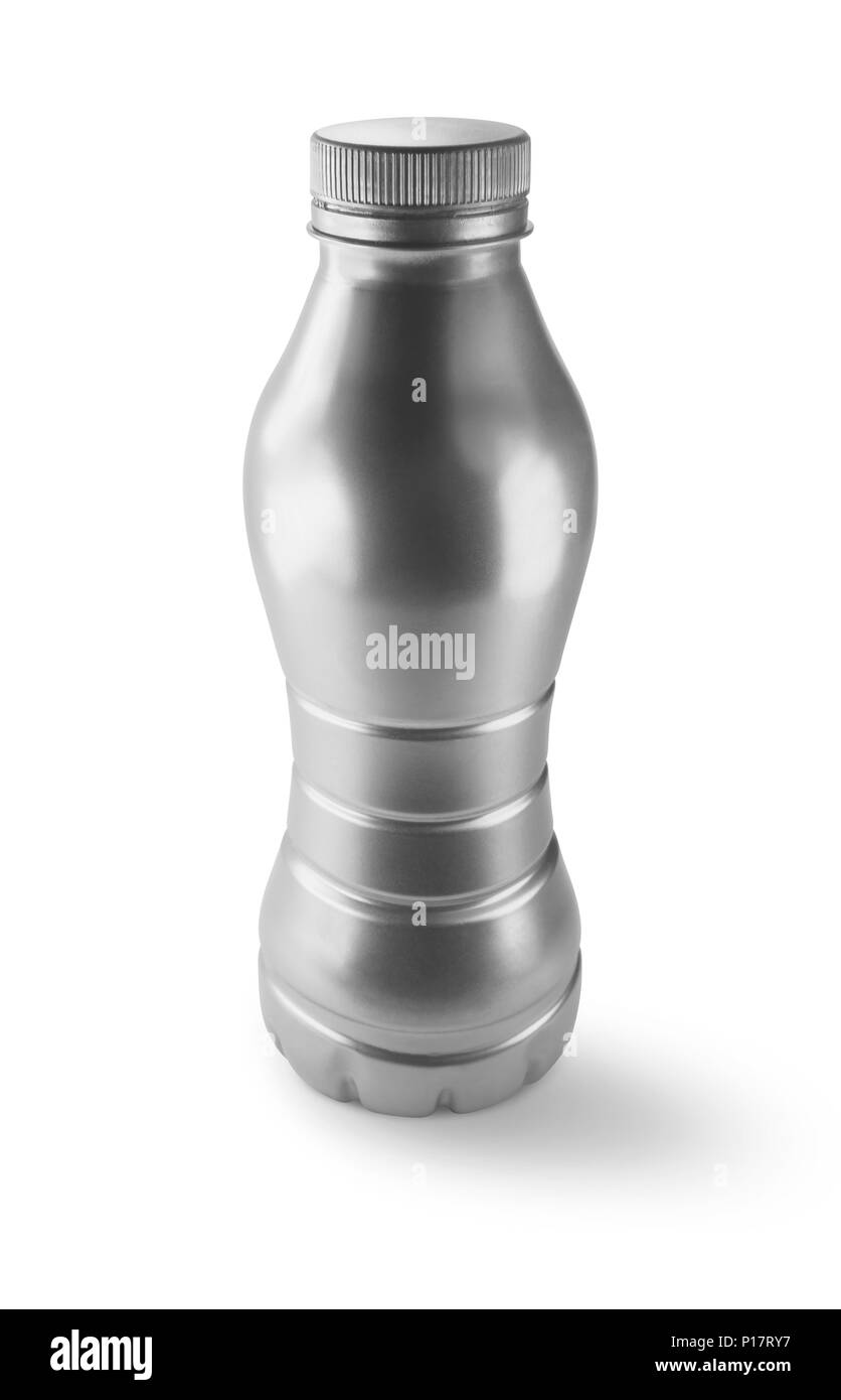 Aluminium Flasche auf weißem Hintergrund Stockfoto