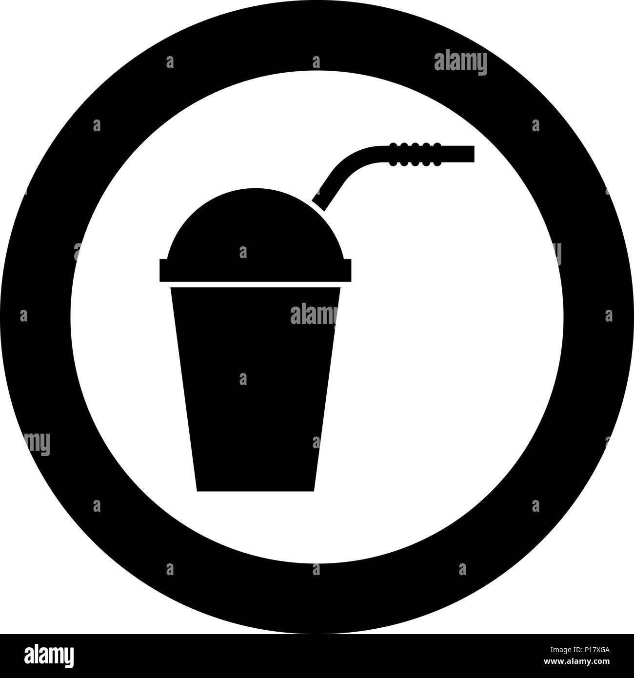 Geschlossener Behälter für heiße Getränke mit Stroh Symbol Farbe Schwarz im Kreis runde Vektor I Stock Vektor