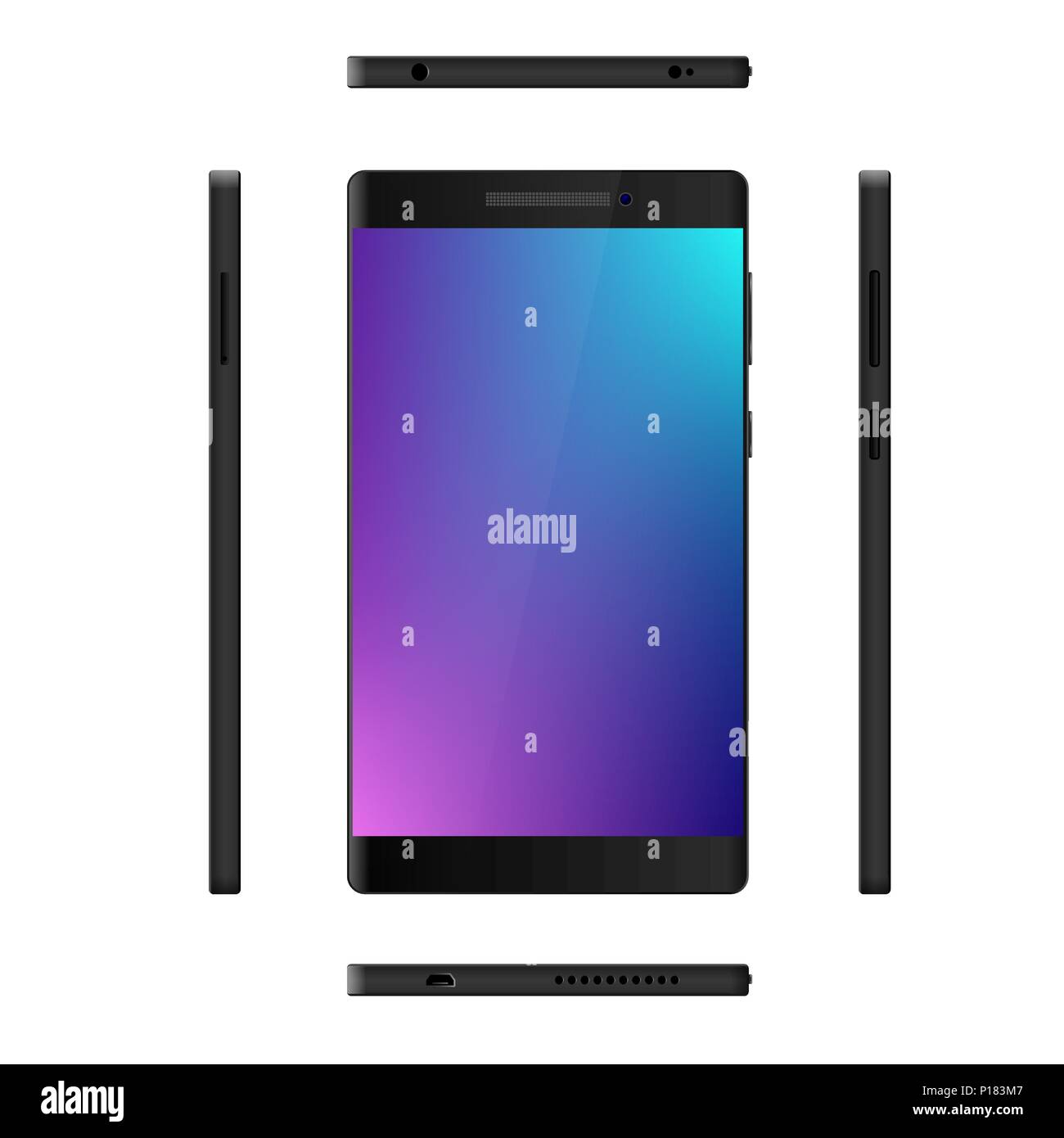 Realistische Handy mit leeren Bildschirm. Vector Hintergrund auf weißem Hintergrund Stock Vektor