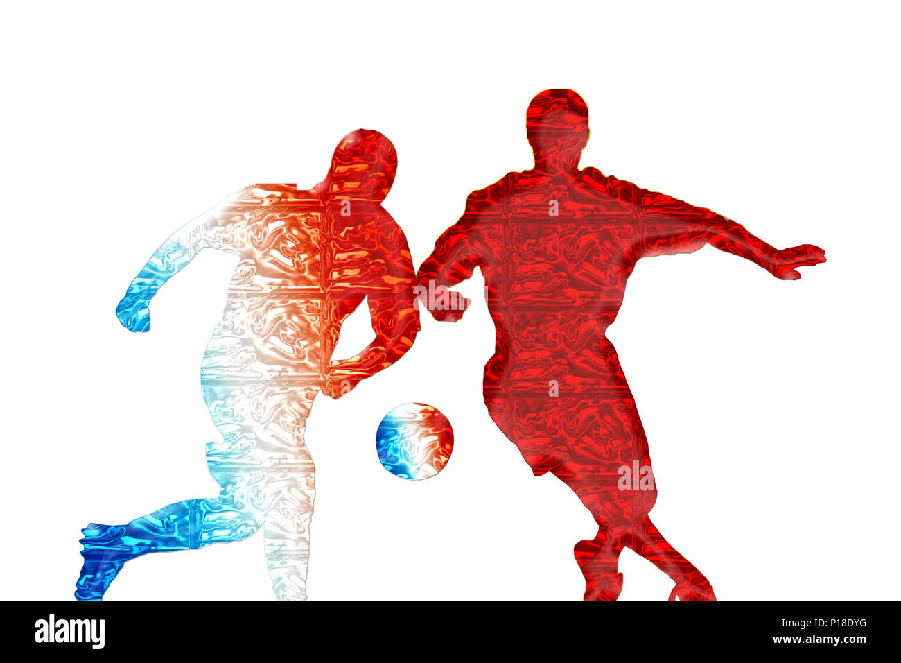 Frankreich und Dänemark Konfrontation zwischen den Spielern bei der WM 2018, Turnier Tabelle, Eröffnung der Meisterschaft Stockfoto