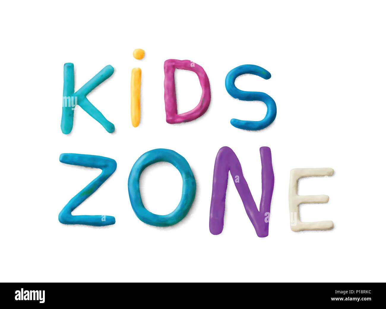 Handgefertigte Knetmasse Worte. Kids Zone Stock Vektor