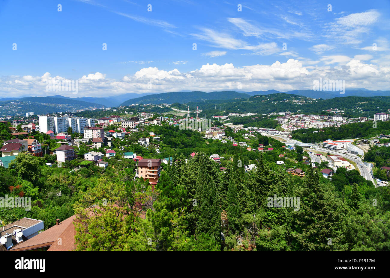 Panorama der Stadt Sotschi in Russland Stockfoto