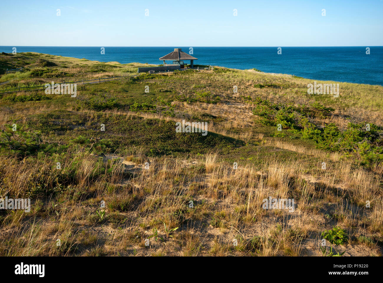 Marconi Beach mit transatlantischen Marconi Wireless Telegraph Station, Wellfleet, Barnstable County, Cape Cod National Seashore, Massachusetts, USA Stockfoto