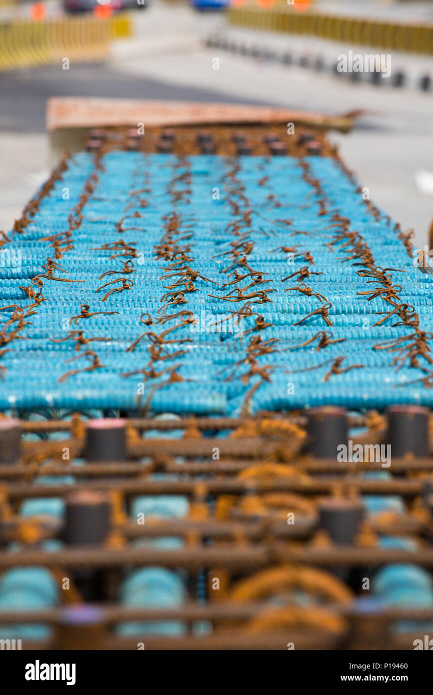 Nahaufnahme des Stahlmaterials für Konstruktionszwecke. Stockfoto