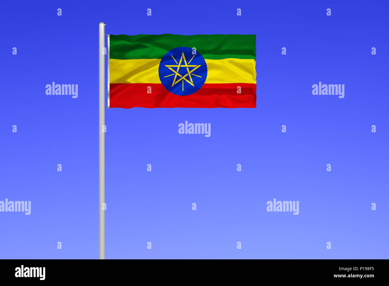 Flagge Äthiopien, Binnenstaat in Nordafrika, Afrika, früher Abessinien, der Hauptstadt Addis Abeba, 1802 von Aethiopien, Binnenstaat in N Stockfoto