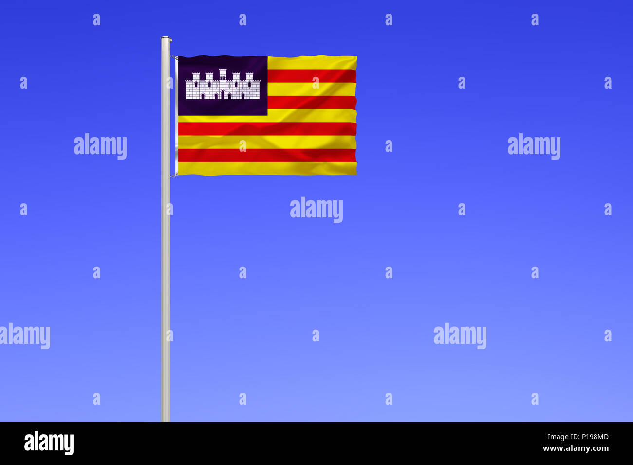 Flagge der Balearen, Spanien, 1802 von den Balearen, Spanien Stockfoto