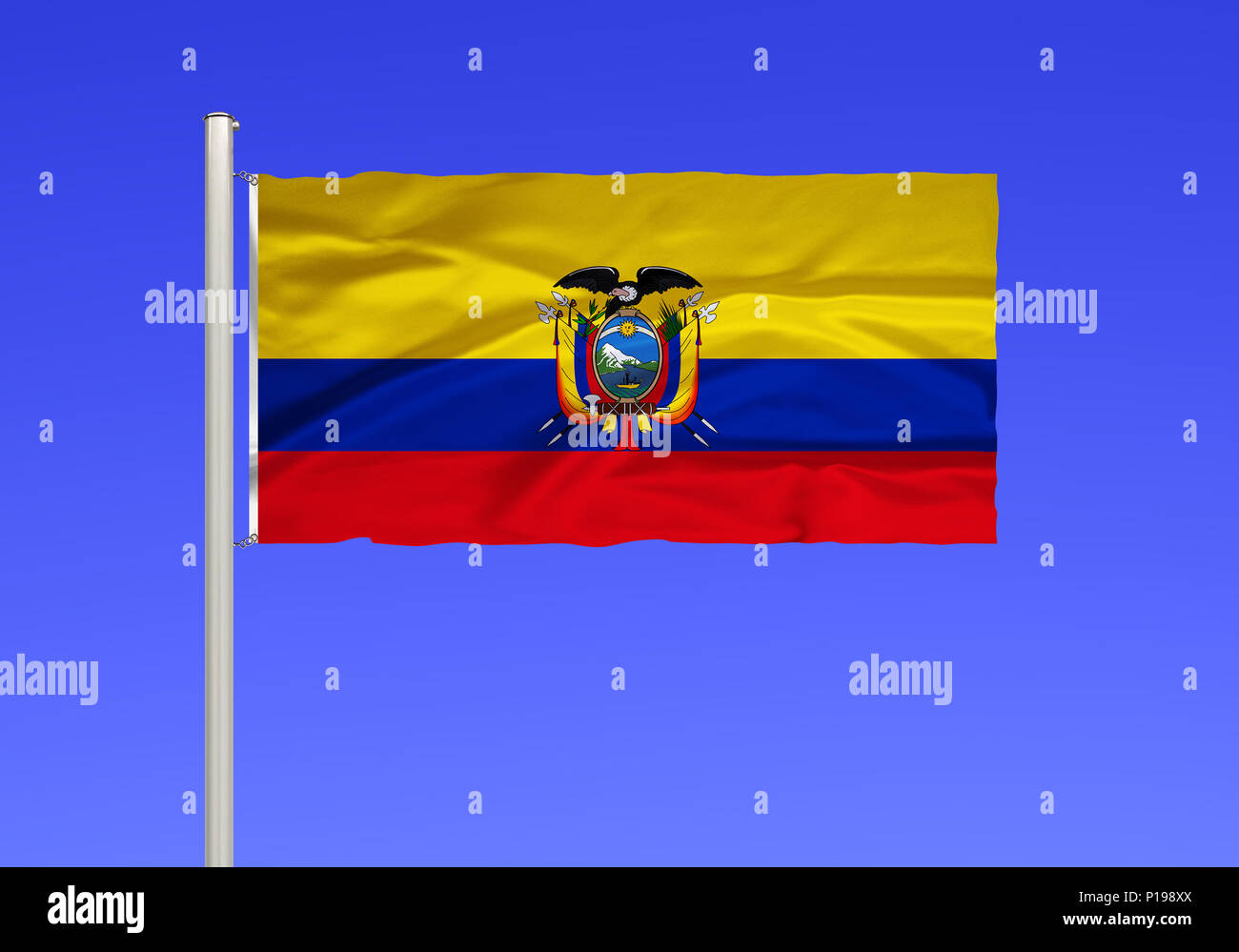 Flagge von Ecuador, Andenhochland, seine Hauptstadt ist die Stadt Quito,, 1802 von Ecuador, Andenhochland, ist Quito, Hauptstadt Stockfoto
