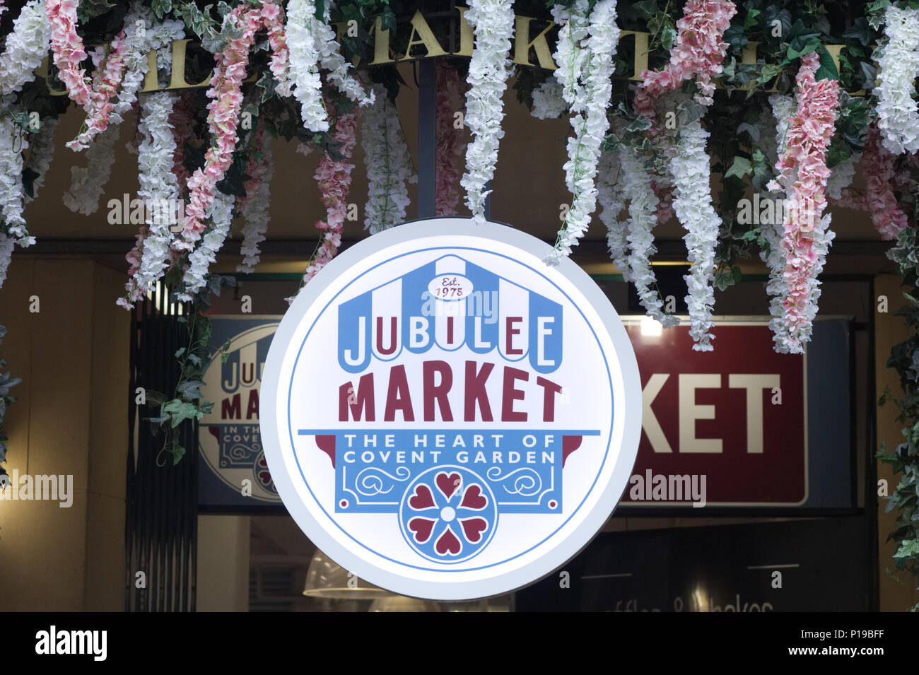 Zeichen für das Jubiläum Markt in Covent Gardens London Stockfoto