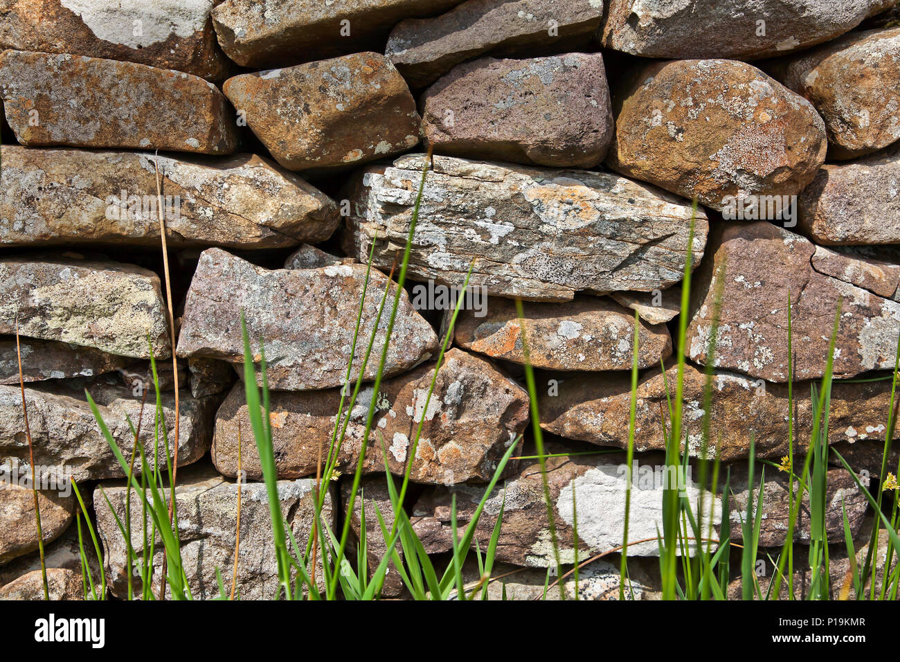 Trockenmauer in Brecon Beacons National Park, Wales, Großbritannien Stockfoto