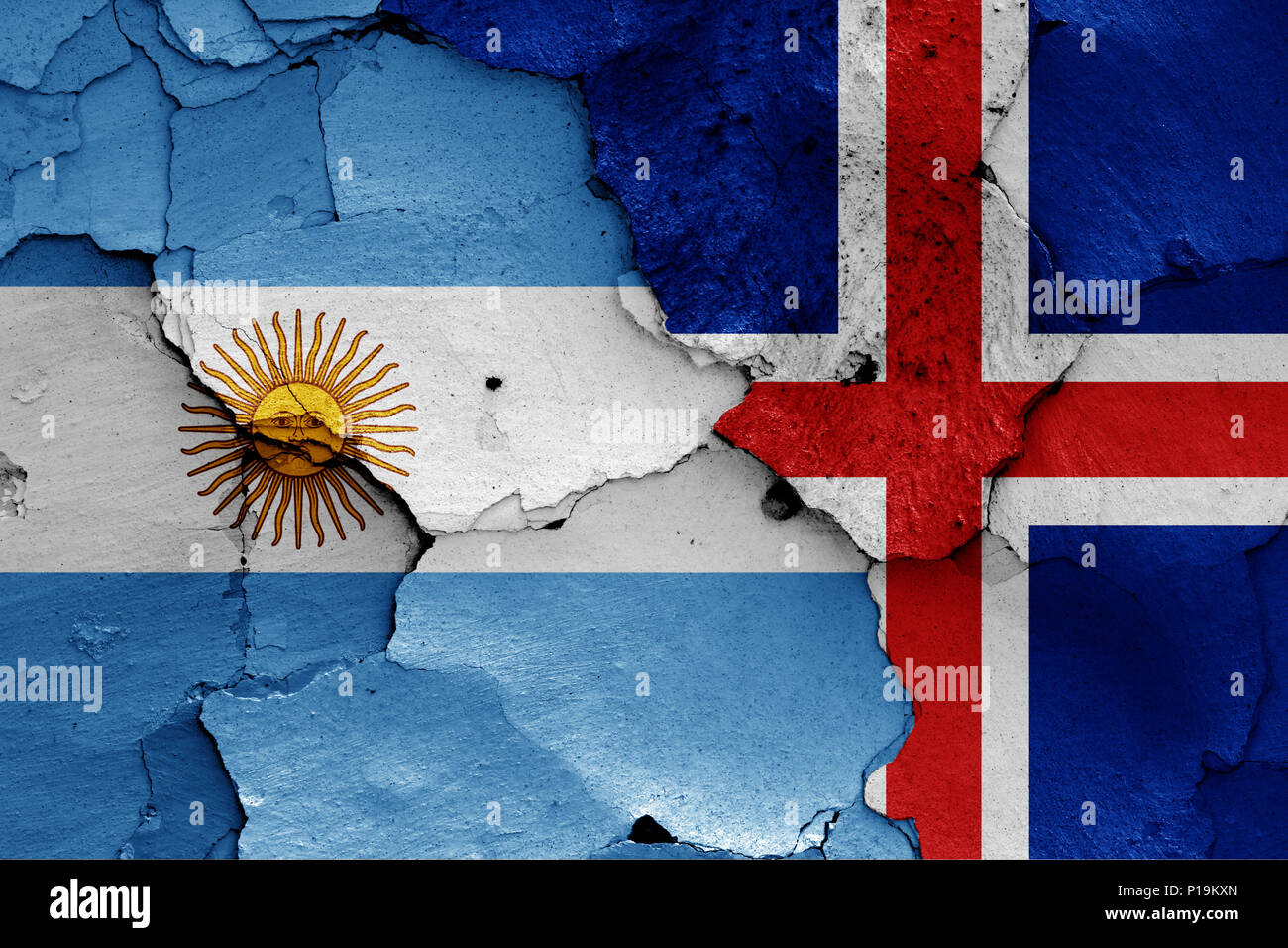 Flagge von Argentinien und Island Stockfoto