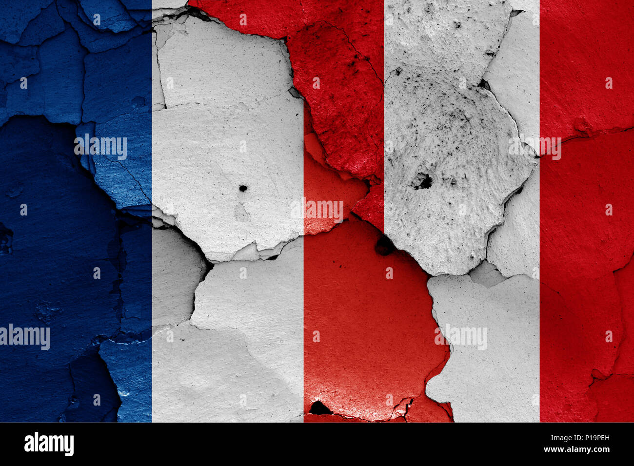 Flaggen von Frankreich und Peru Stockfoto