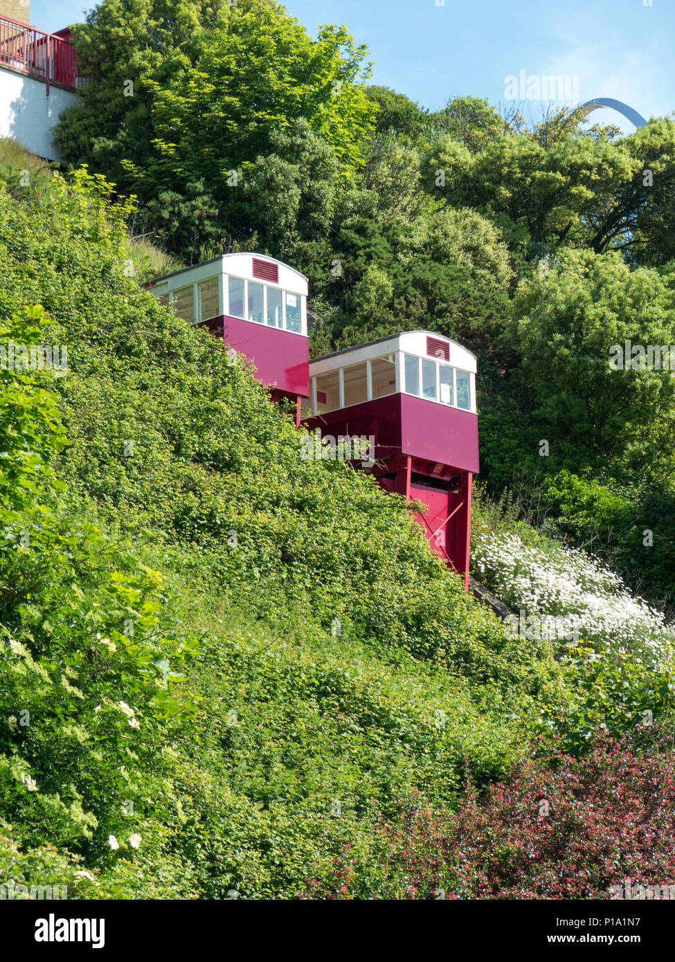 Der Wasserhaushalt cliff Standseilbahn in Folkestone Stockfoto