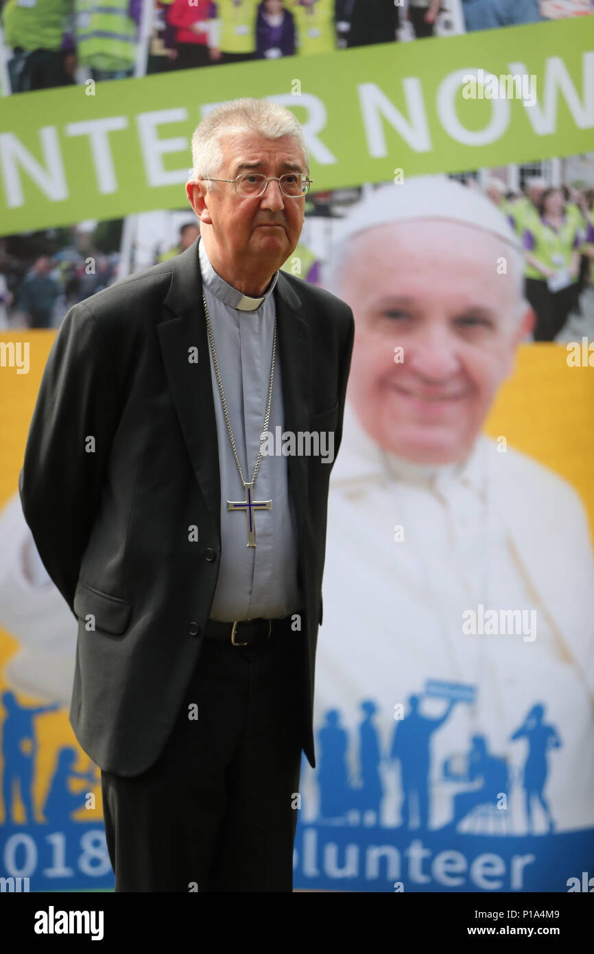 Erzbischof Diarmuid Martin, Präsident des Welttreffens der Familien 2018, auf einer Pressekonferenz in der Universität Maynooth, Co Kildare skizziert Pläne für Papst Franziskus' Besuch in Irland in diesem Sommer. Stockfoto