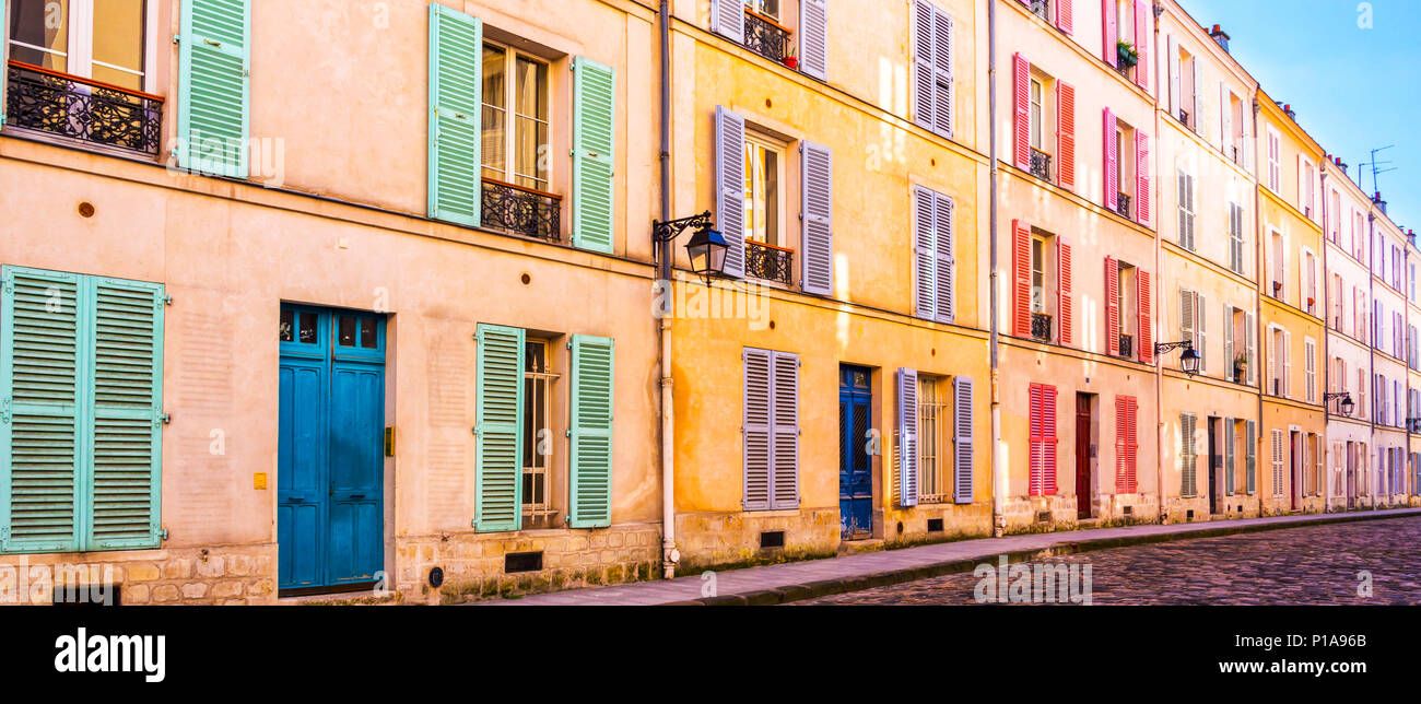 Bunte alte Gebäude in Paris, Frankreich Stockfoto