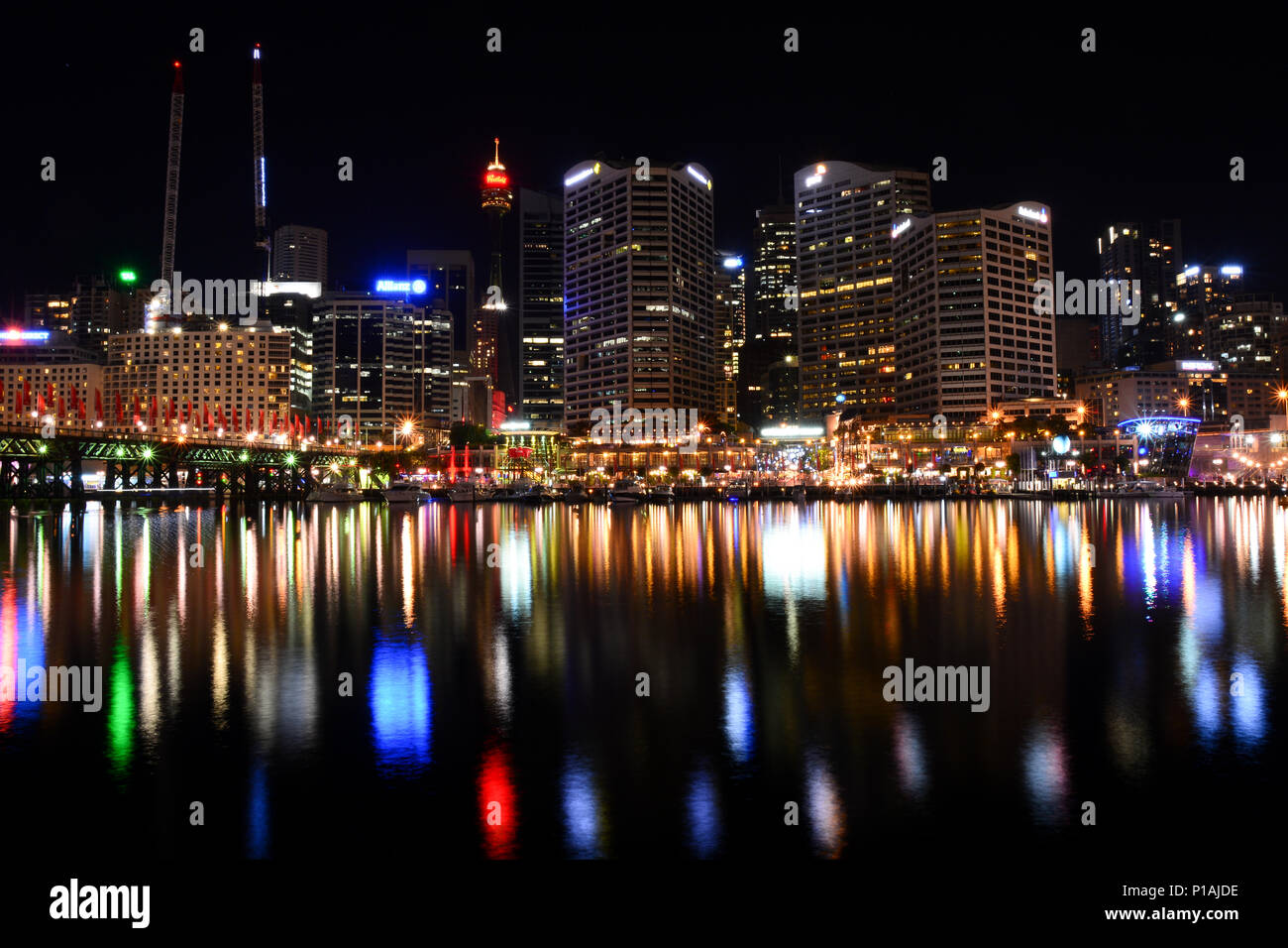 Darling Harbour in der Nacht Zeit, Sydney, Australien Stockfoto