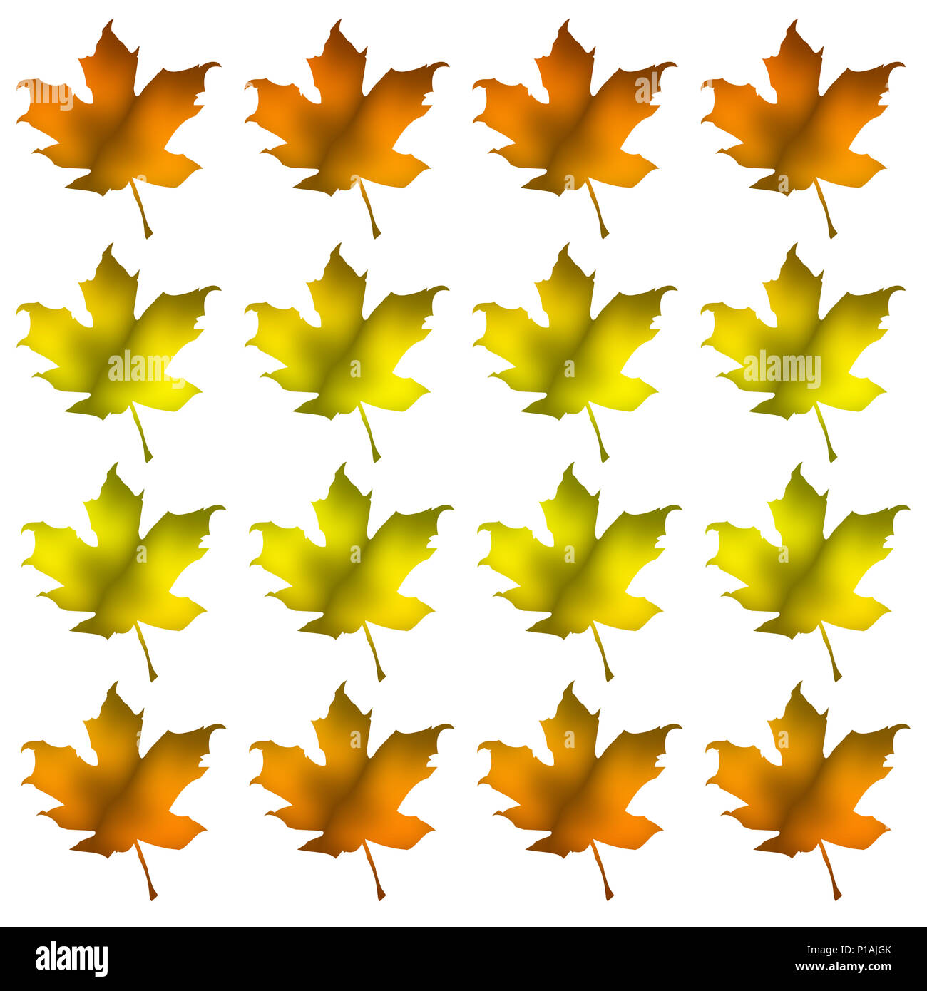 Digital verbesserte sich wiederholende Bild einer Silhouette einer maple leaf Stockfoto