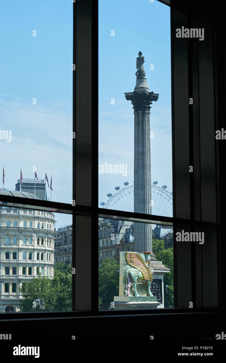 Nelson's Column auf den Trafalgar Square, Westminster, London. Stockfoto
