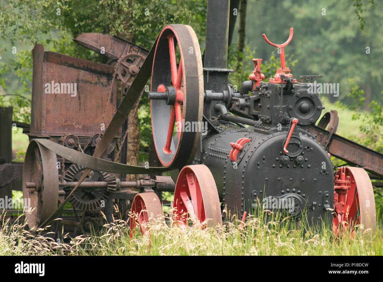 Dampfmaschine für das Schneiden von Torf Stockfoto