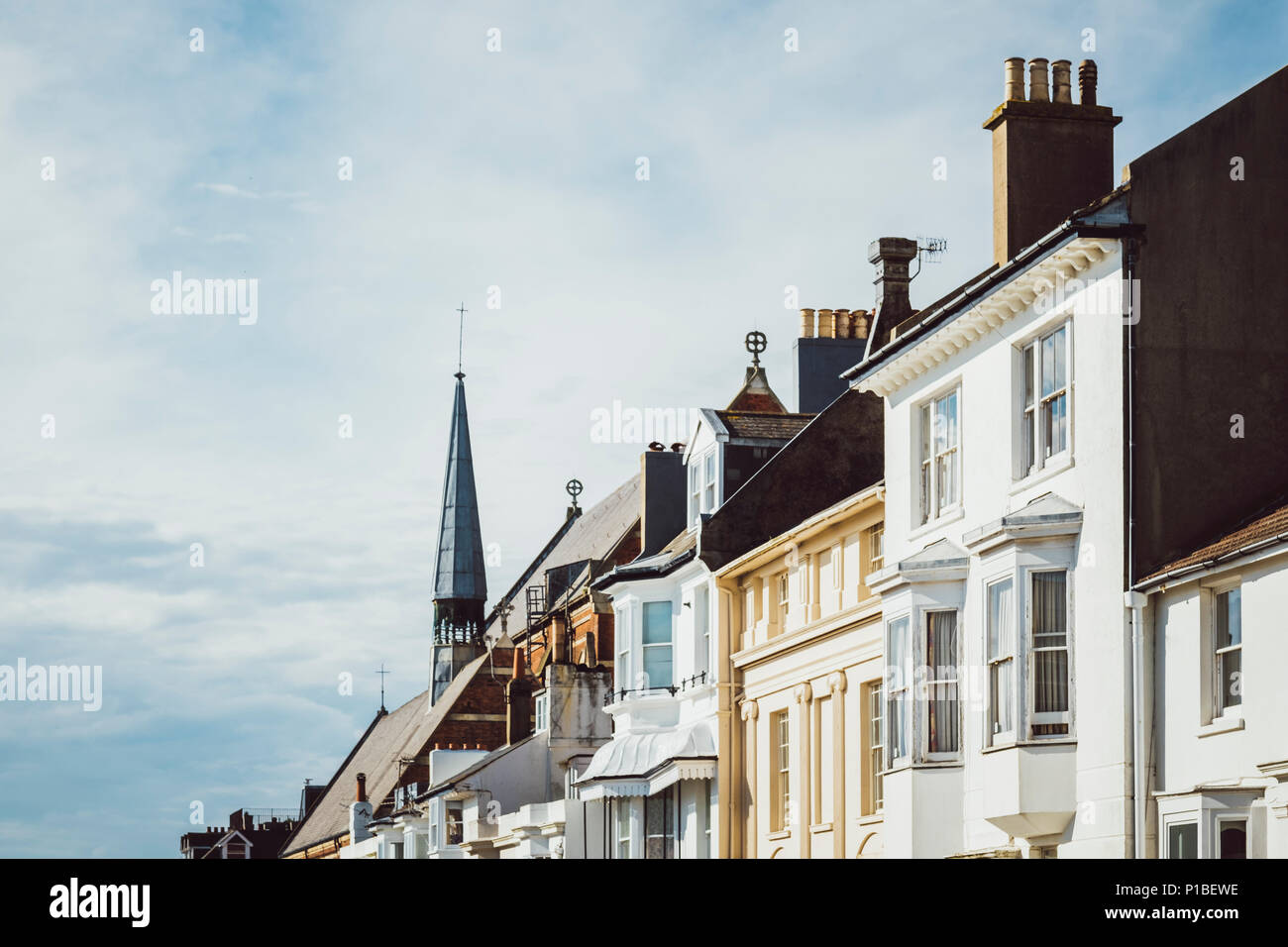 Britische Architektur, Fassaden, Schornsteine, Brighton, England Stockfoto
