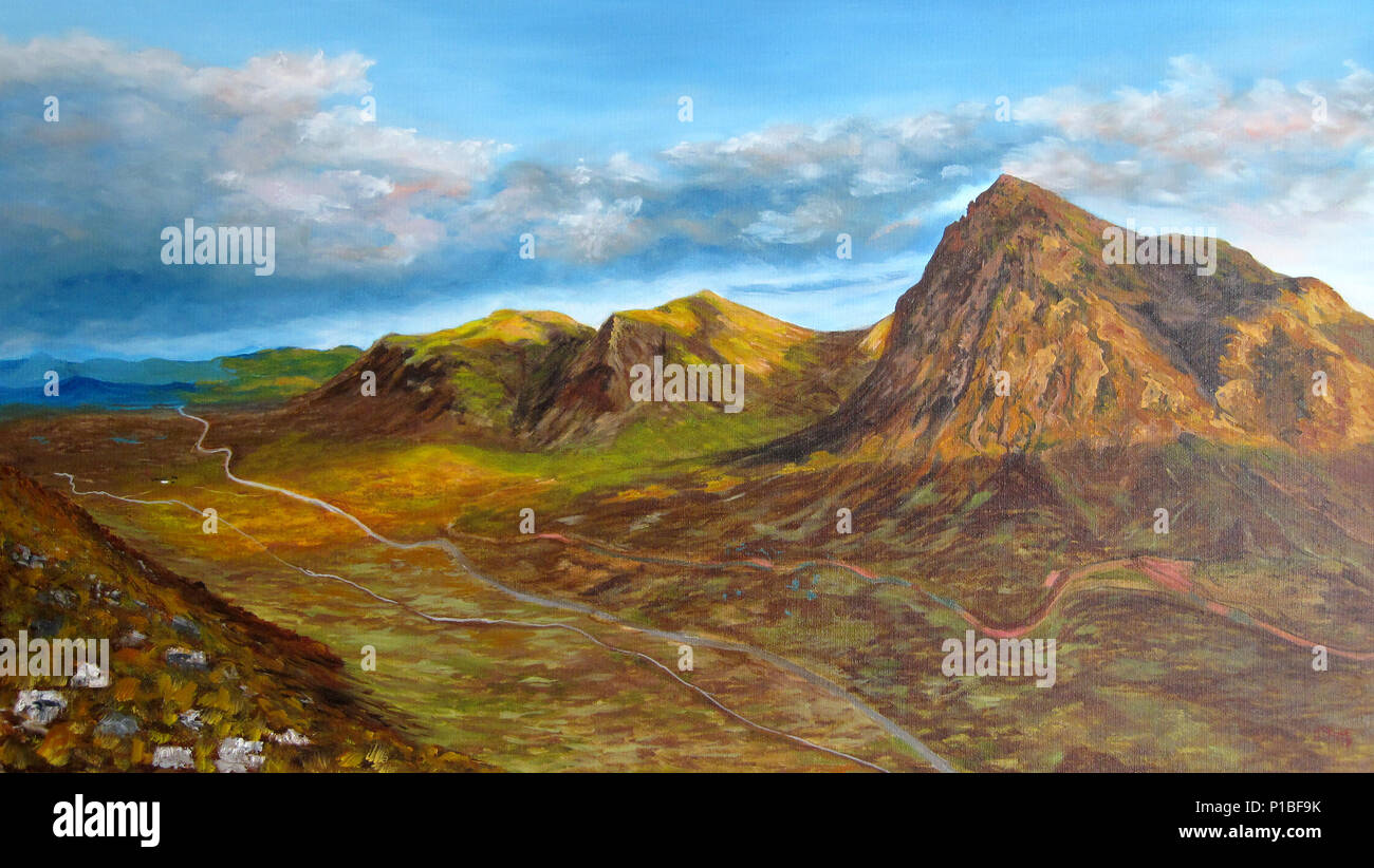 Rannoch Moor bei Sonnenuntergang Original Oil Painting Stockfoto
