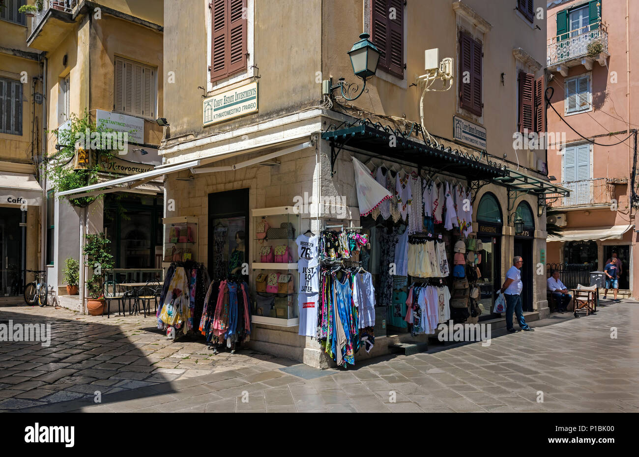 Shop in Korfu Stadt. Stockfoto