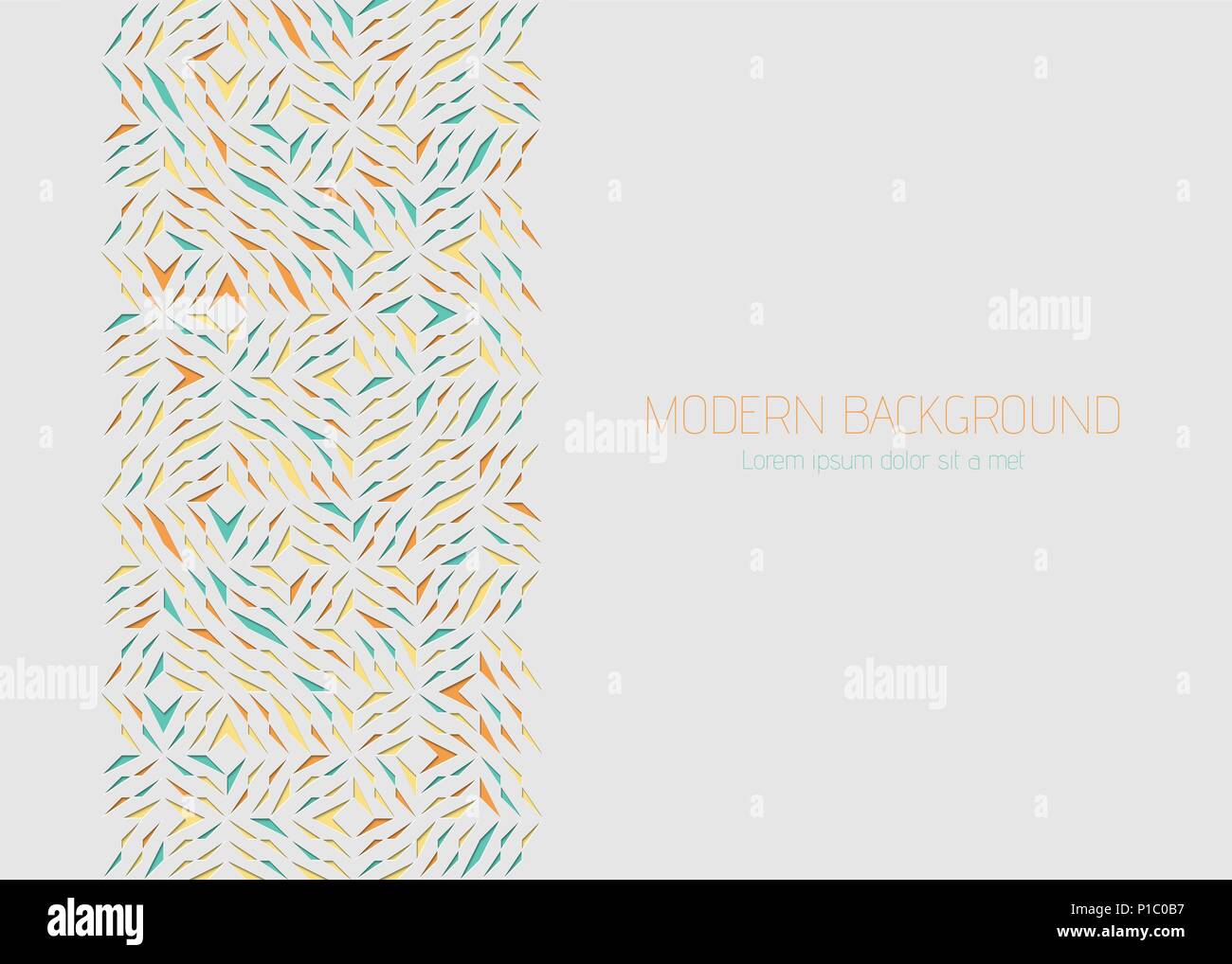 Arabesque geometrische Grußkarte. Bunte Papier schneiden Scherben design Element. Dekorative Details von Mosaik. Vector Illustration Stock Vektor