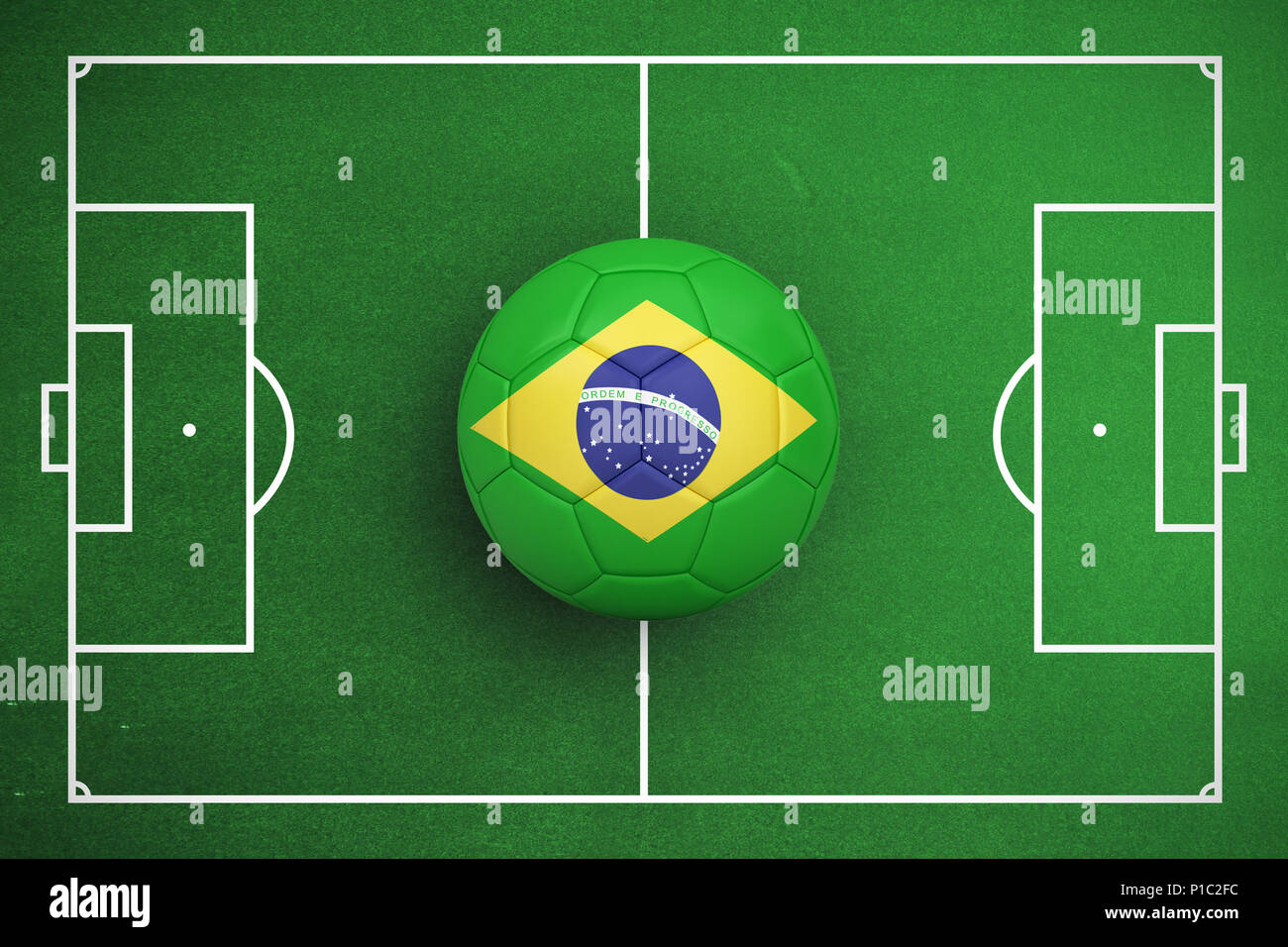 Zusammengesetztes Bild des Fußballs in Brasil Farben Stockfoto