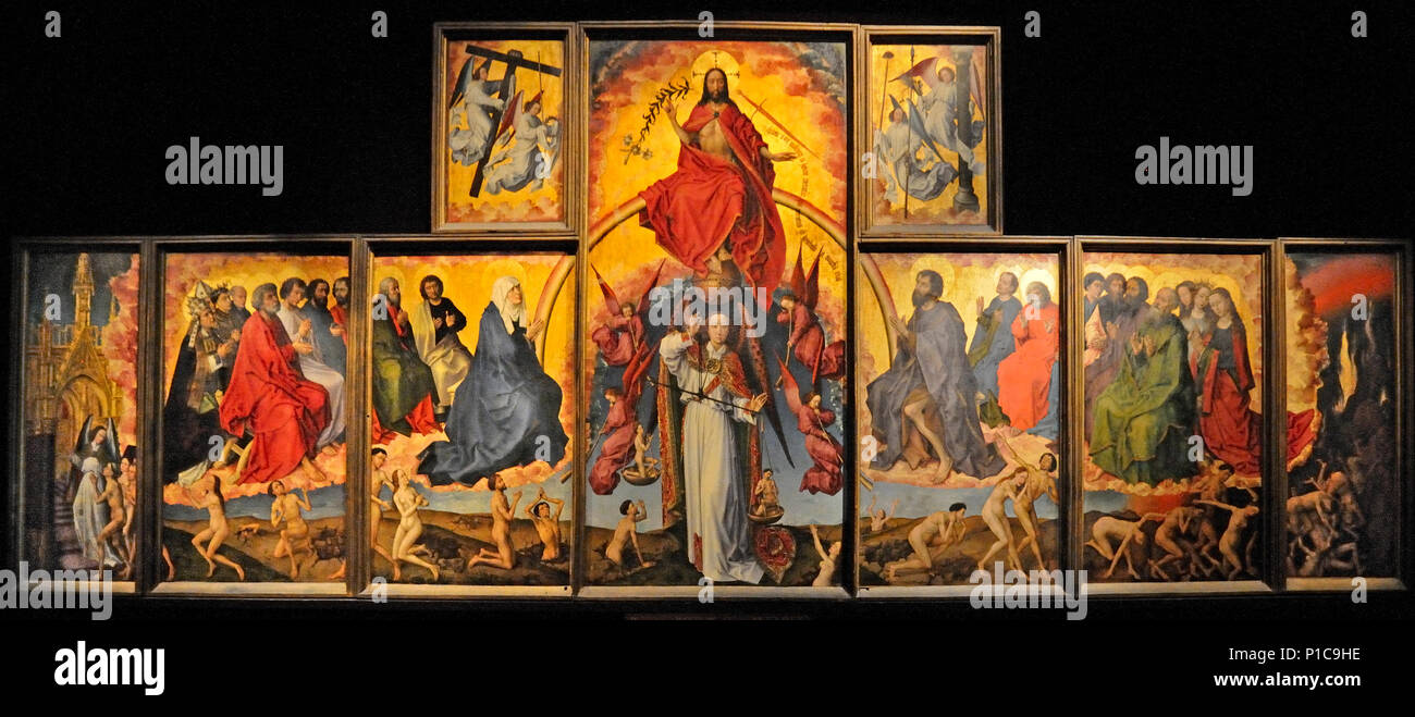 Polyptyque des letzten Urteils durch Roger van der Weyden gemalte 1445 auf 1448 im Hotel Dieu meieval Krankenhaus Beaune Burgund Frankreich 0 p ROGER VAN DER WEYD Stockfoto