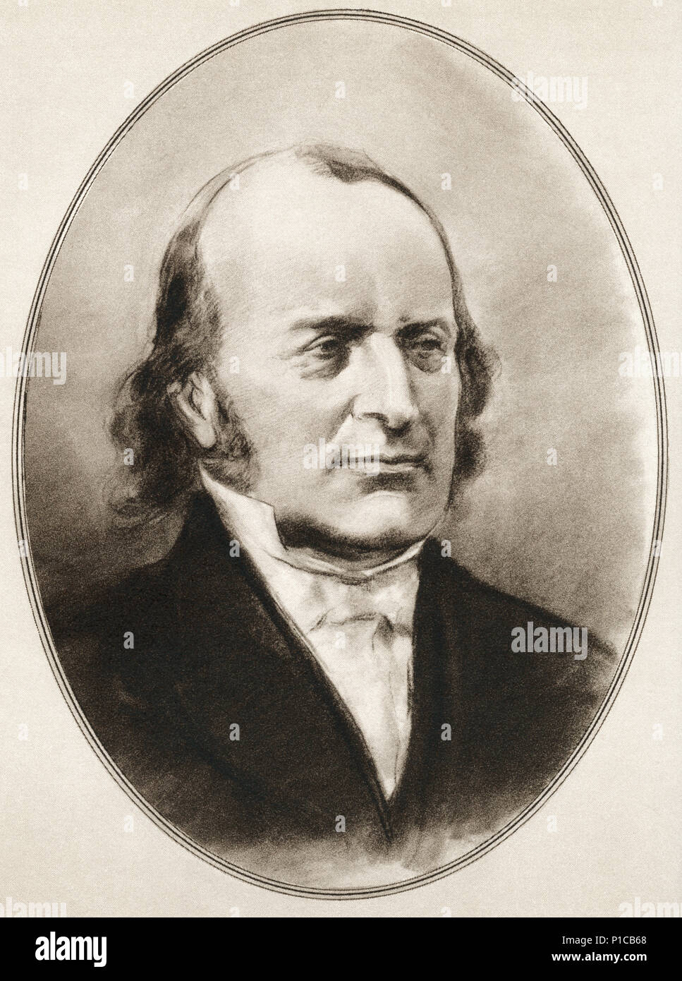 Jean Louis Rodolphe Agassiz, 1807 - 1873. Schweizerisch-amerikanischen Biologe und Geologe. Abbildung von Gordon Ross, US-amerikanischer Künstler und Illustrator (1873-1946), von lebenden Biographien von großen Wissenschaftlern. Stockfoto