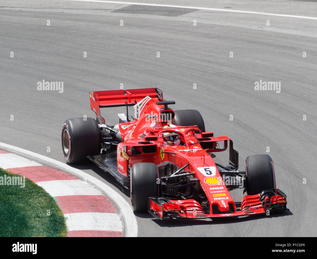 Montreal, Kanada, 10. Juni 2018. Sebastian Vettel von Deutschland für die Scuderia Ferrari Sieger auf der Formel 1 Grand Prix von Kanada, Circuit Gilles-Villeneuve. Credit: Richard prudhomme/Alamy leben Nachrichten Stockfoto