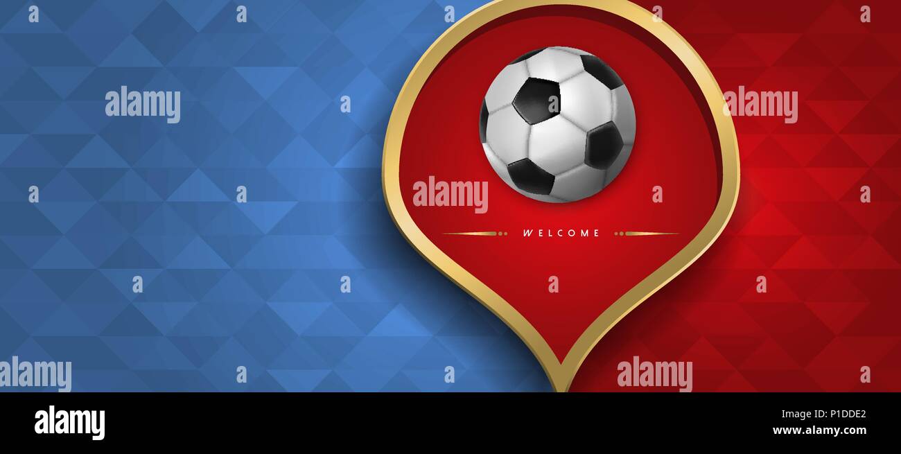 Fußball-Ereignis Illustration, Web Banner Design mit farbigen Hintergrund und 3D-Fuß ball. EPS 10 Vektor. Stock Vektor