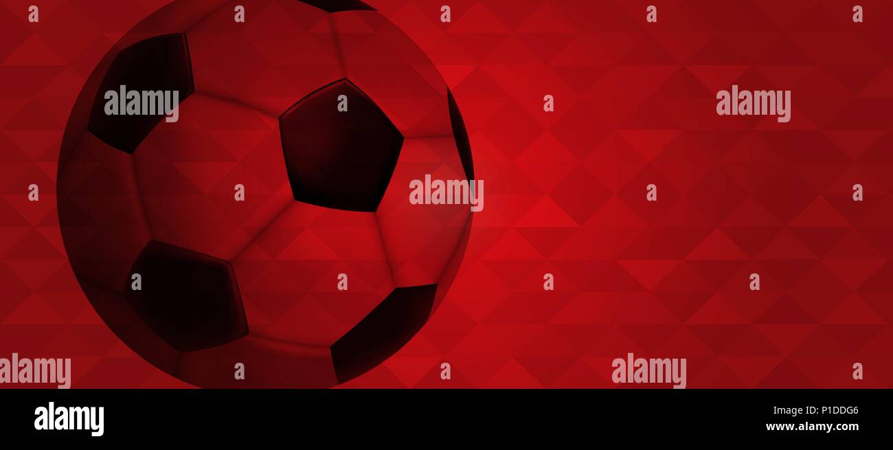 Fußball-Ereignis Illustration, Web Banner Design mit roter Farbe Hintergrund und 3D-Fuß ball. EPS 10 Vektor. Stock Vektor